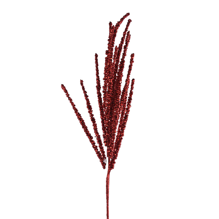 33" Glitter Cluster Berry Spray - Red