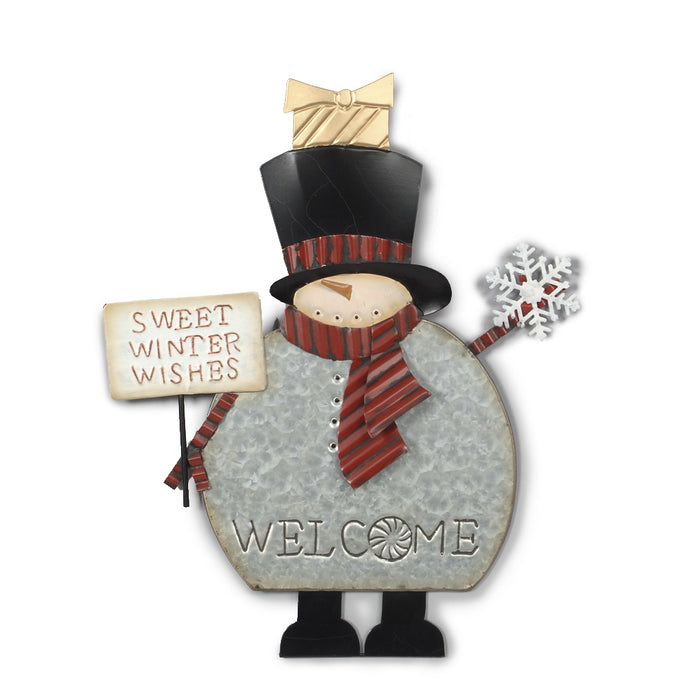 Metal Snowman 'Welcome' Wall Hanger