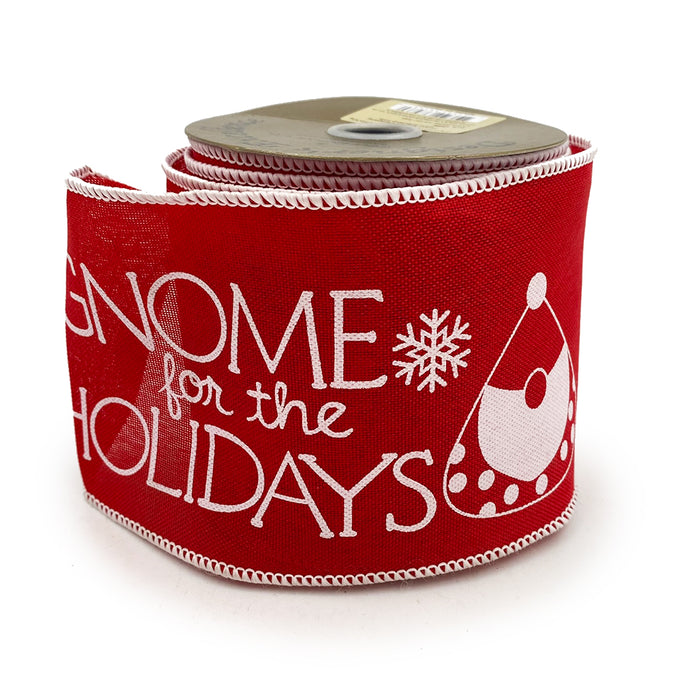 Gnome Holiday Ribbon - Red/White