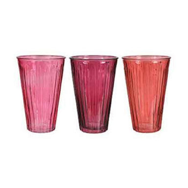 10 in Berry Shades Assortment Ribbed Vase