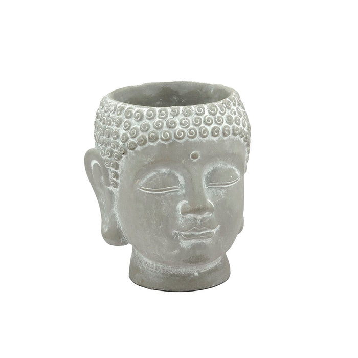 3 3/4" Cement Buddah Head Pot - Grey Wash