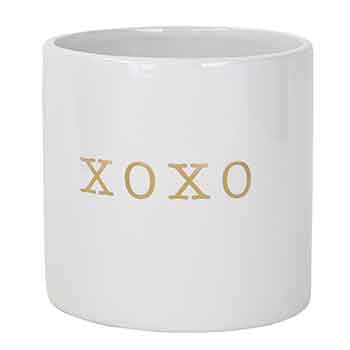 5" Round Ceramic Container White w/Gold XOXO