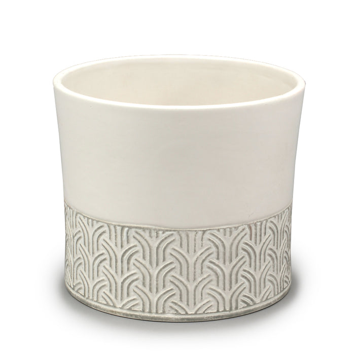 Pot w/Bottom Pattern - Light Grey/White
