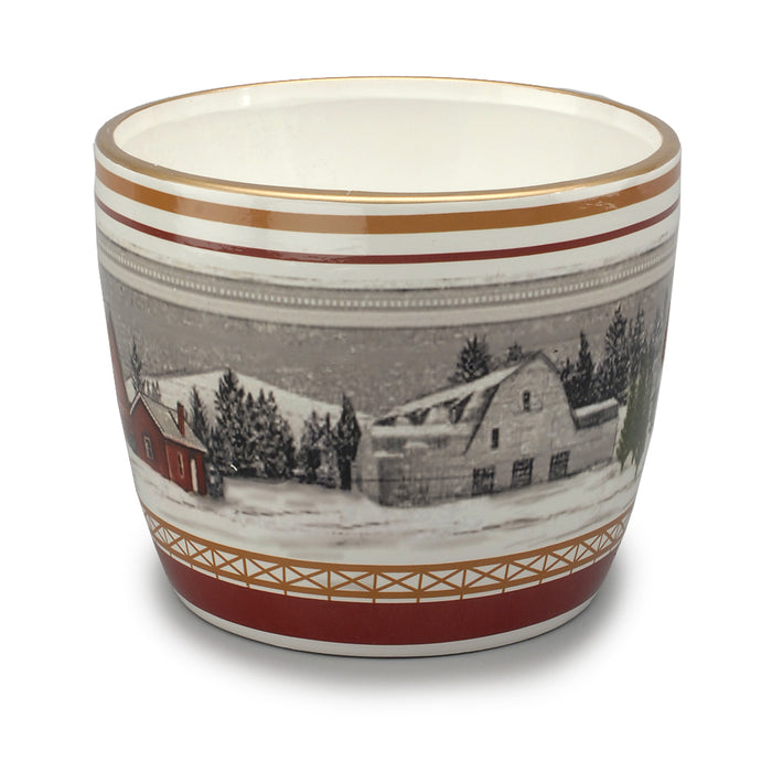 Terracotta Pot w/Country Houses