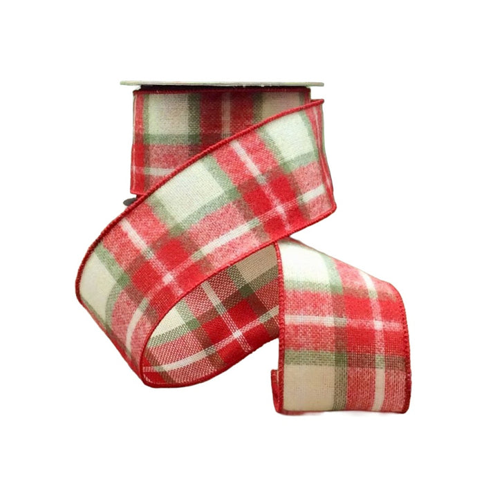 2.5 in Flannel Ailsa Plaid Ribbon - Red/Green/Cream