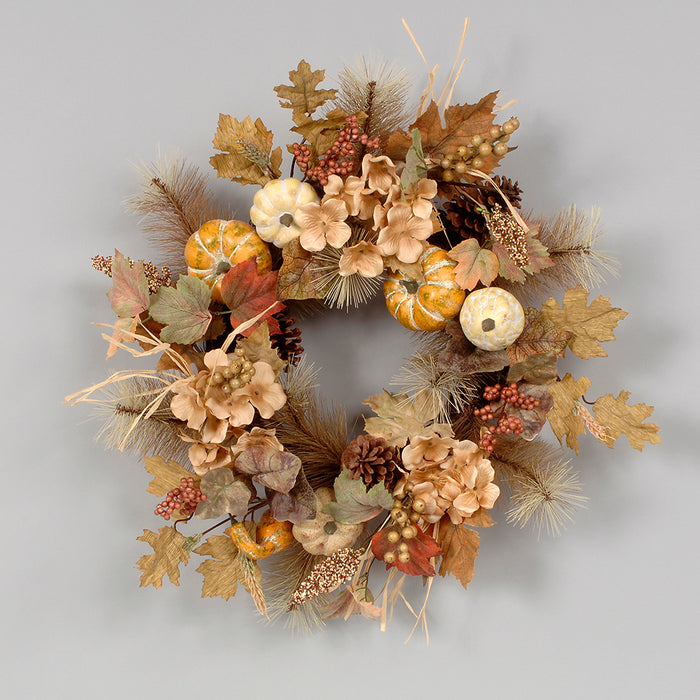 Pumpkin/Gourd/Fig Mix Pine Wreath