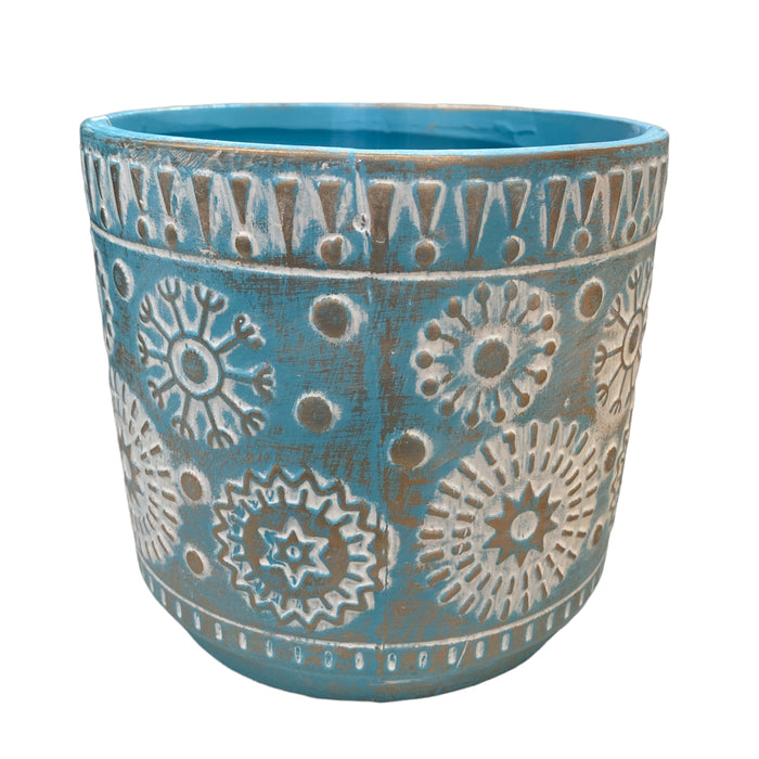 Blue Snowflake Pot