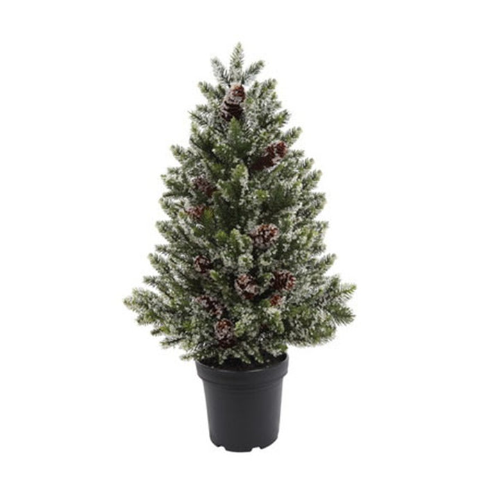 28 in Iced Pine/Pinecone Tree in Pot - Green