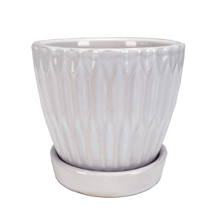 2.75" Small White Ceramic Pot w/Saucer