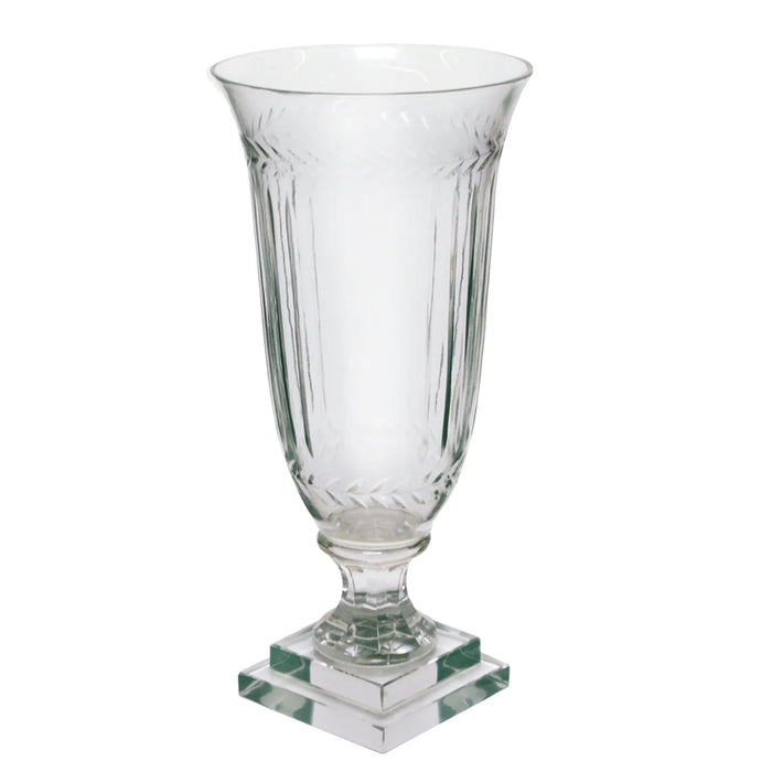 14" Stripe/Leaf Cut Vase