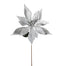 Bead Glitter Velvet Poinsettia Stem - Silver/White