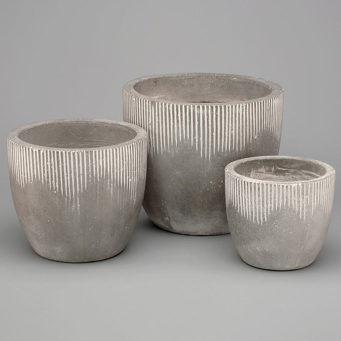 Fiber Clay Round Planter w/Scored Drip
