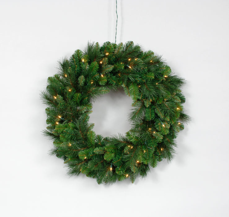 48 in Vinyl Pre-Lit Deluxe Evergreen Double Wreath