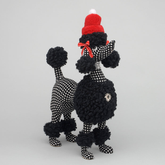Spotted Poodle w/Red Hat