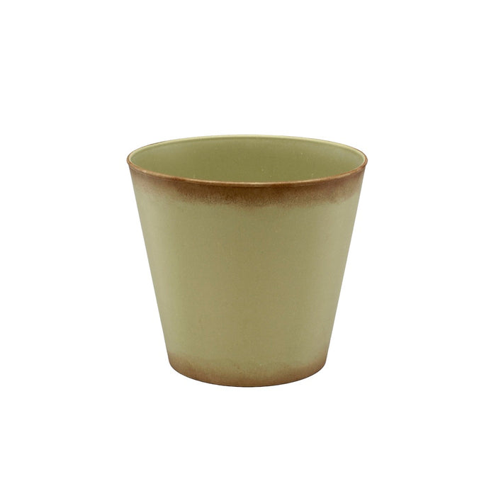 6" Round Pot w/Antiqued Rim & Bottom - Green