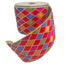 4" Velvet Glitter Harlequin Ribbon - Red, Blue, & Green