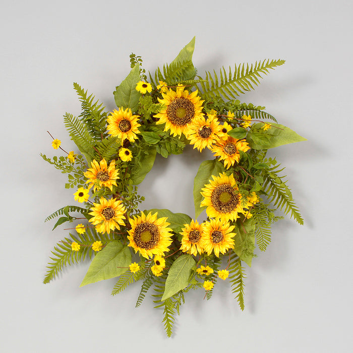 Polyester Sunflower Wreath - Yellow/Green