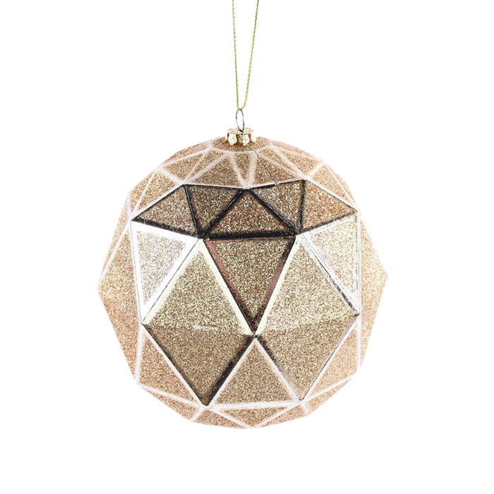 5" Glitter Geo Ornament - Platinum/Gold