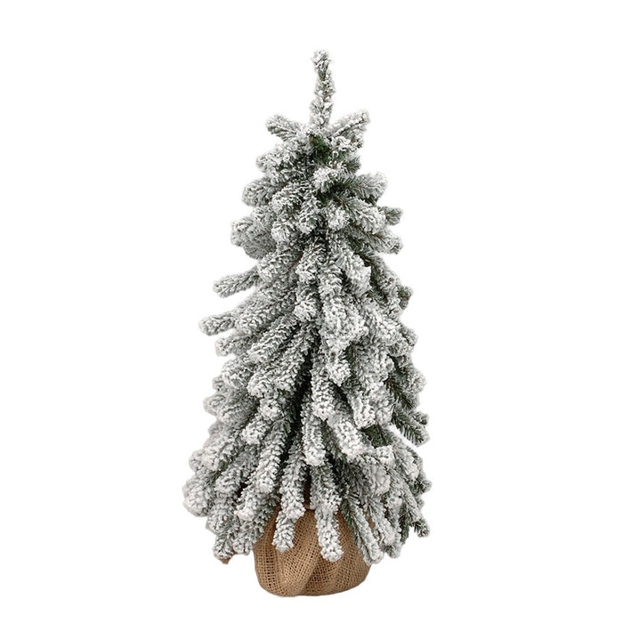 Vinyl Flocked New Mini Pine Tree w/Burlap Base
