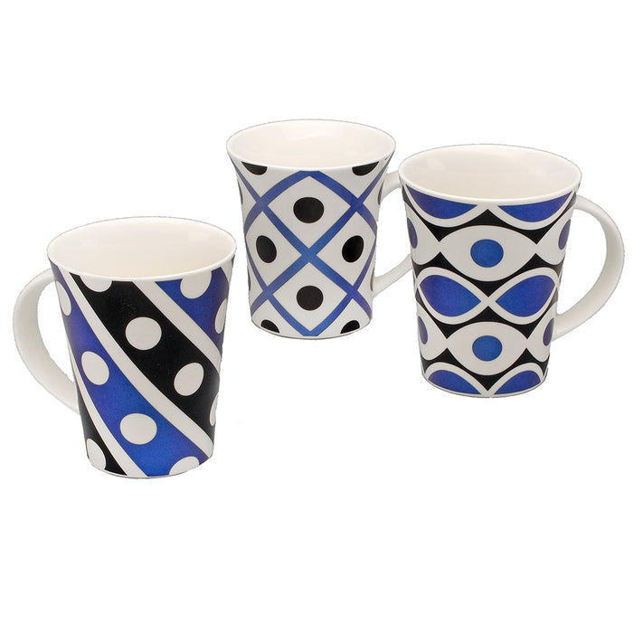 Ceramic Mug w/Dot Geometric Design Blue