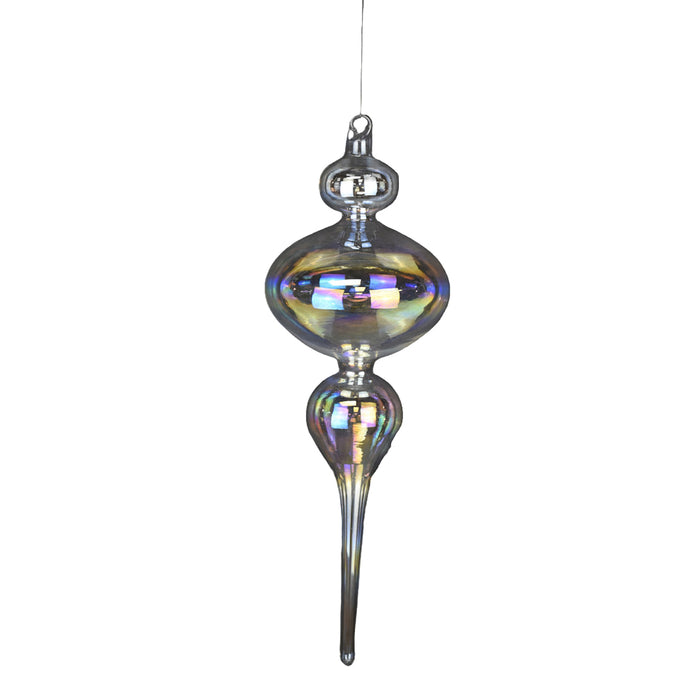 Glass Clear Finial Ornament - Clear/Iridescent