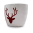Deer Head Pot - White/Red