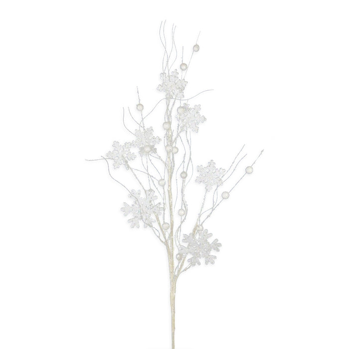 29" Glitter Snowflake Spray - White
