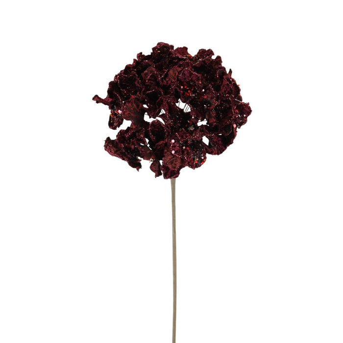 20 in Glitter Hydrangea Stem - Merlot
