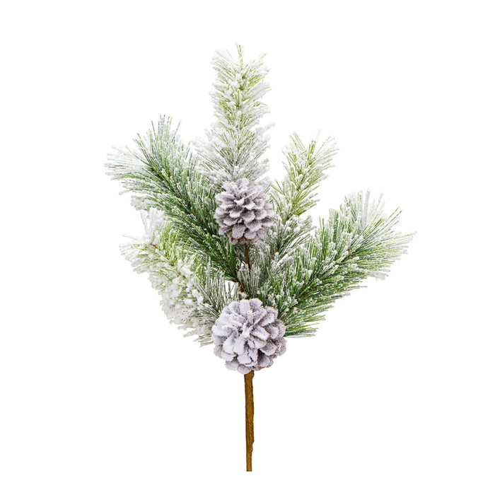 16 in Snow Pine/Pinecone Spray - Snow/Green