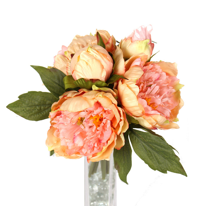 Peony Bouquet X 5 10 In Coral