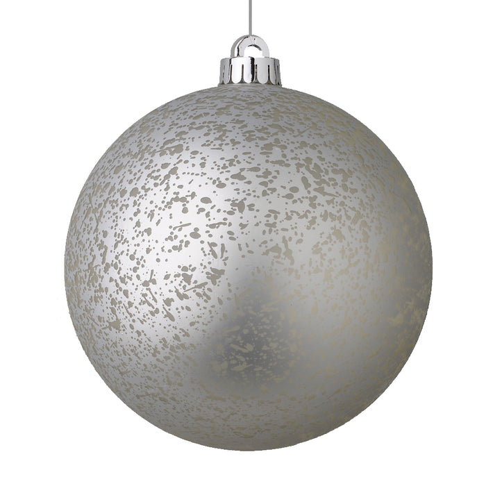 Antique Plastic Ball Ornament w/Cap Hanger - Matte Silver