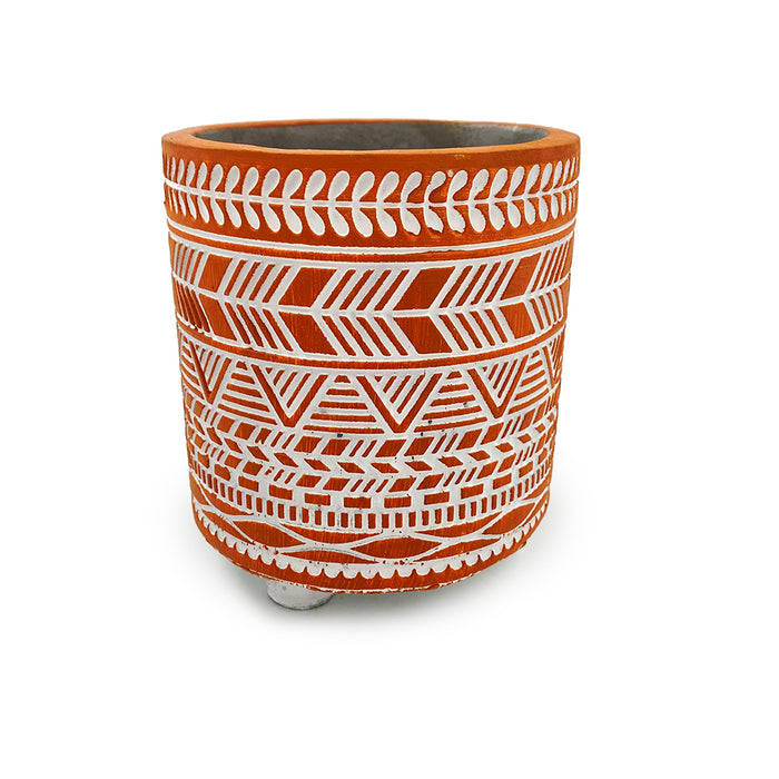 5" Cement Pot w/Artisan Design