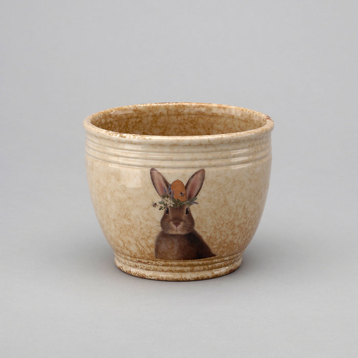 3 1/2 in Stoneware Pot w/Bunny