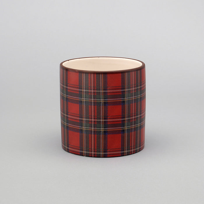 Ceramic Plaid Cylinder Pot Tartan