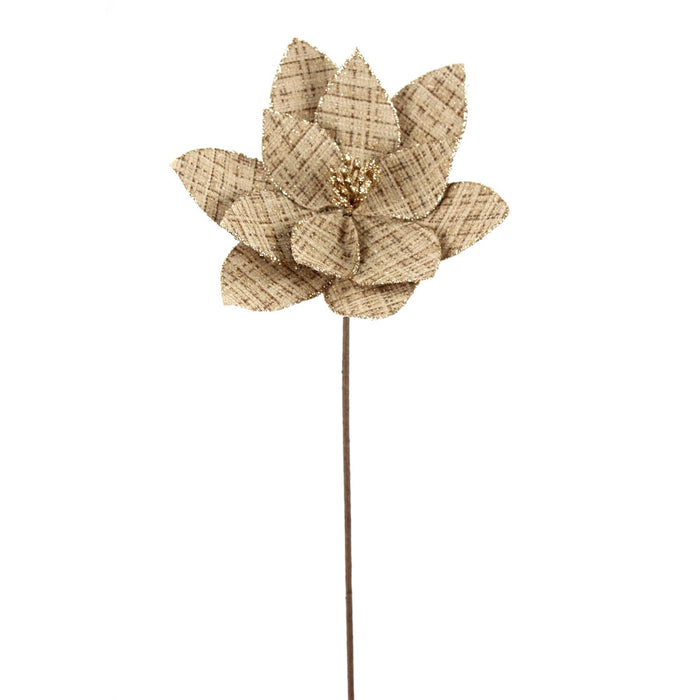 20 in Plaid Poinsettia Stem - Natural