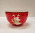 Small Ceramic Reindeer Bowl Red/White