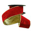 2.5 in Lush Velvet Metallic Ribbon w/Light Gold Back - Red