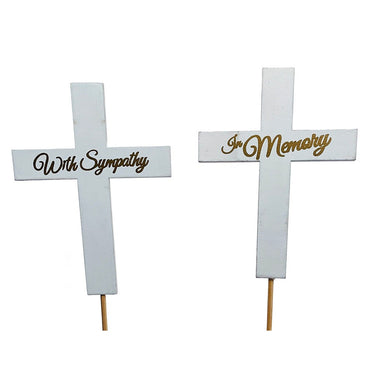 18 in Remembrance Cross - White/Gold