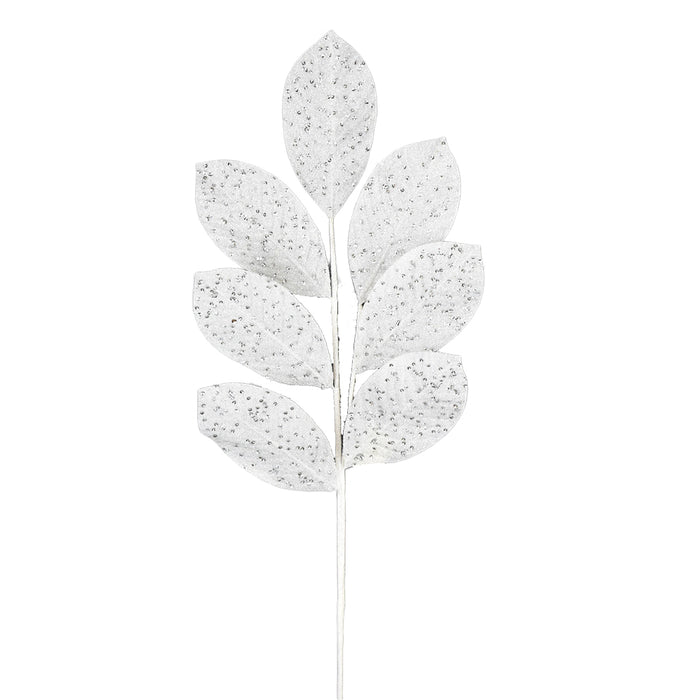 Glitter Leaf Spray - White