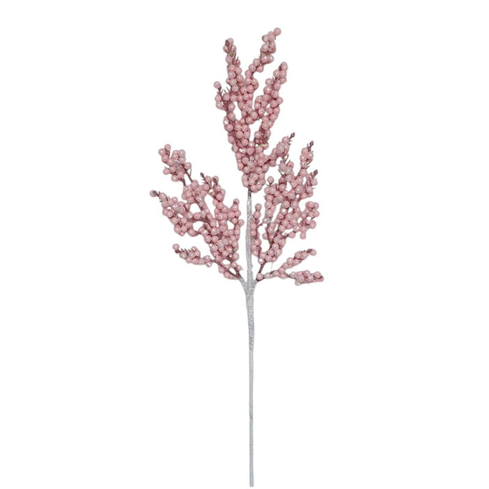 24 in Snow Glitter Berry Spray - Pink