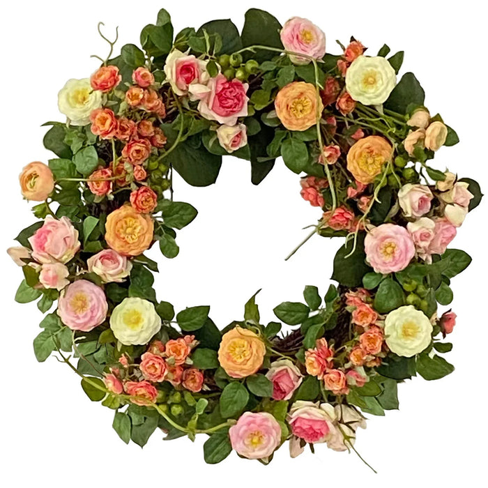 24" Rose Wreath - Multicolor