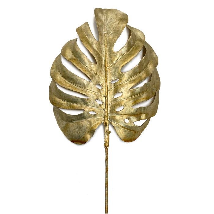 31" Metallic Monstera Spray - Gold