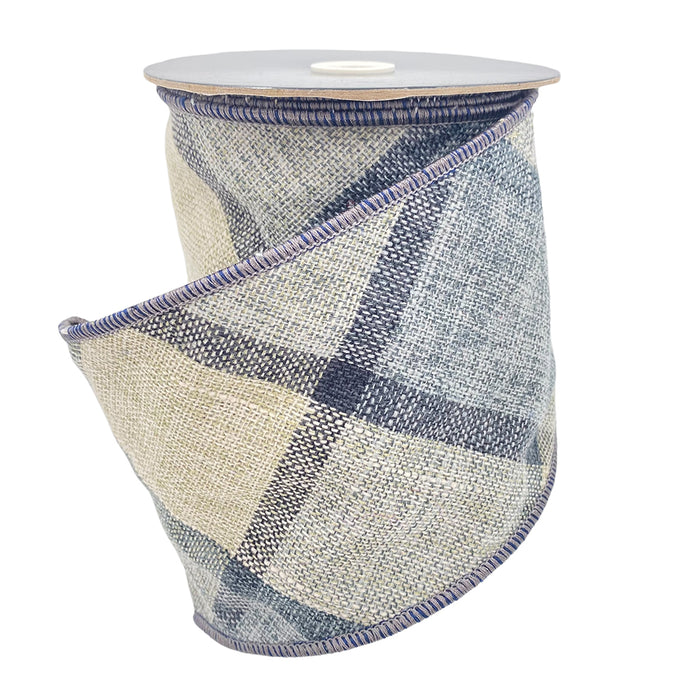 Plaid Ribbon - Blue/Natural