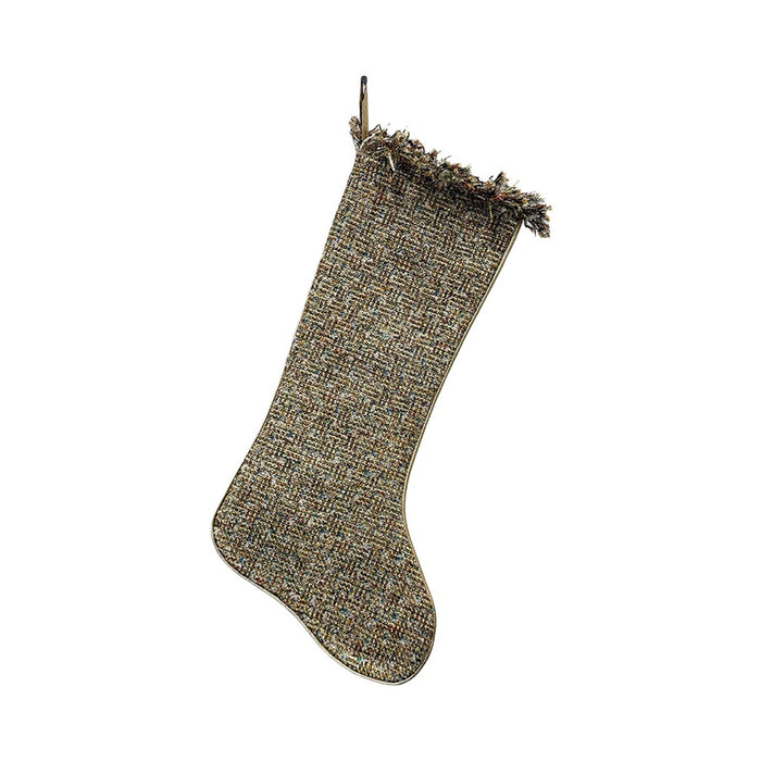 25 in Blissful Boucle Frayed Edge Stocking - White/Gold