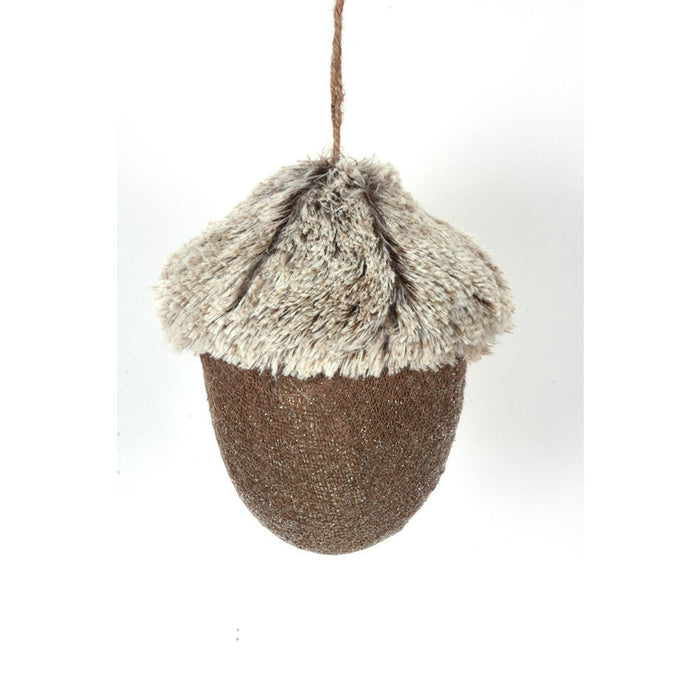 Faux Fur Acorn Ornament 9" - Natural