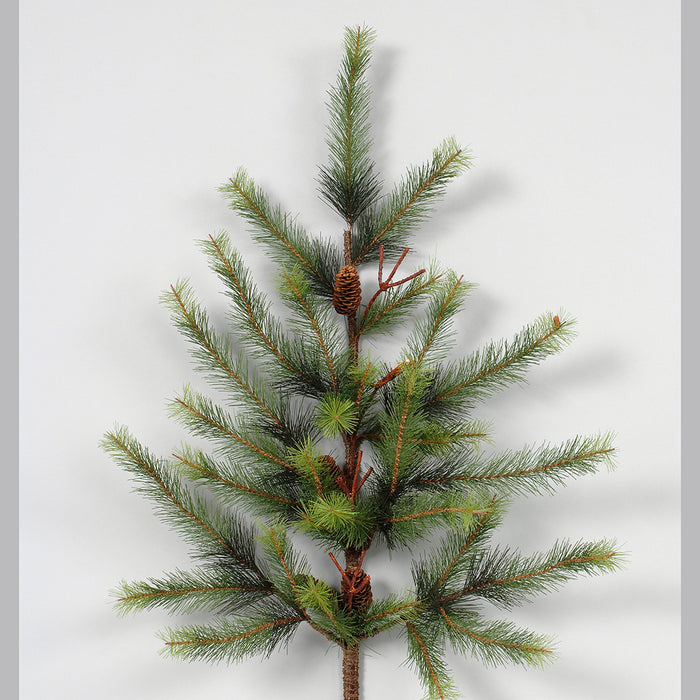 48" Vinyl Pine Branch w/4 Pinecones - Green
