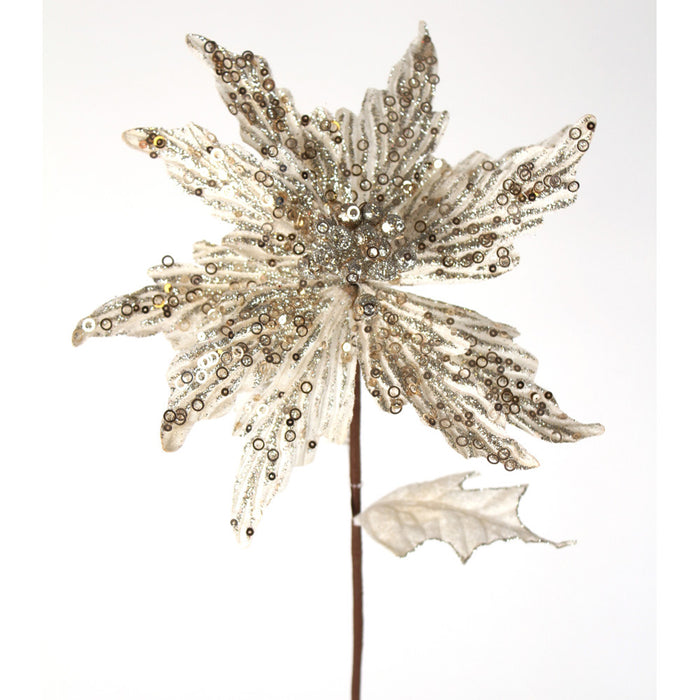 23" Poinsettia  Sequin Glitter - Platinum