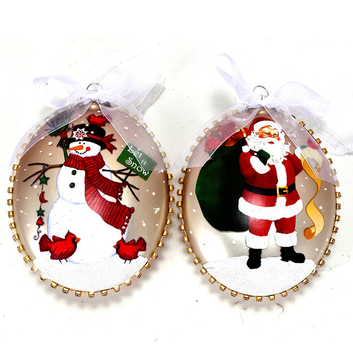 5.5" Glass Snowman/Santa Ornaments