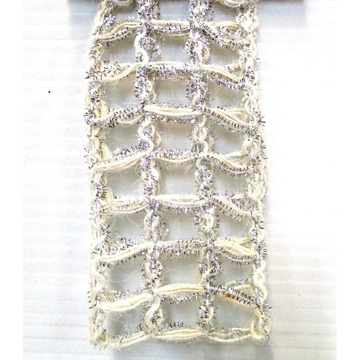 Glitter Wool Mesh 2.5"X10Yd - White/Silver