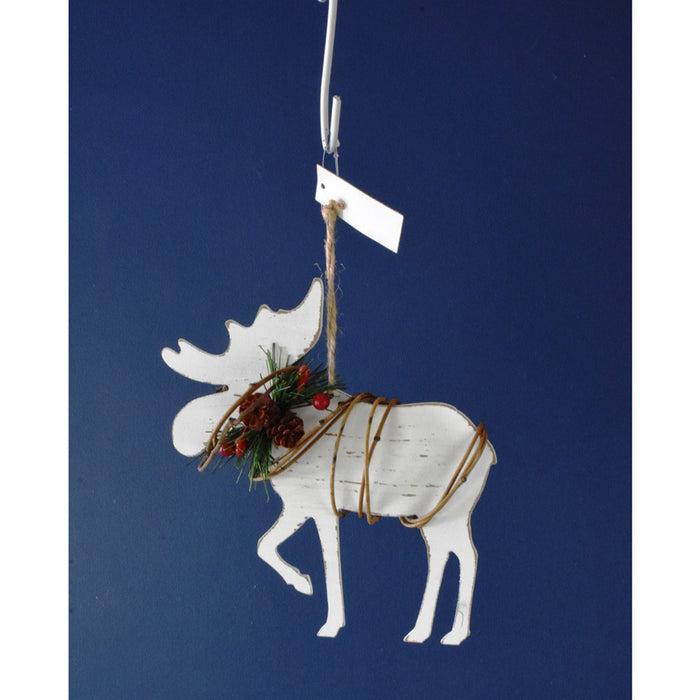 Moose Vine Ornament 6.5" - White/Natural